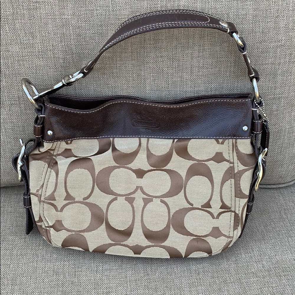 Authentic brown and tan Coach shoulder bag